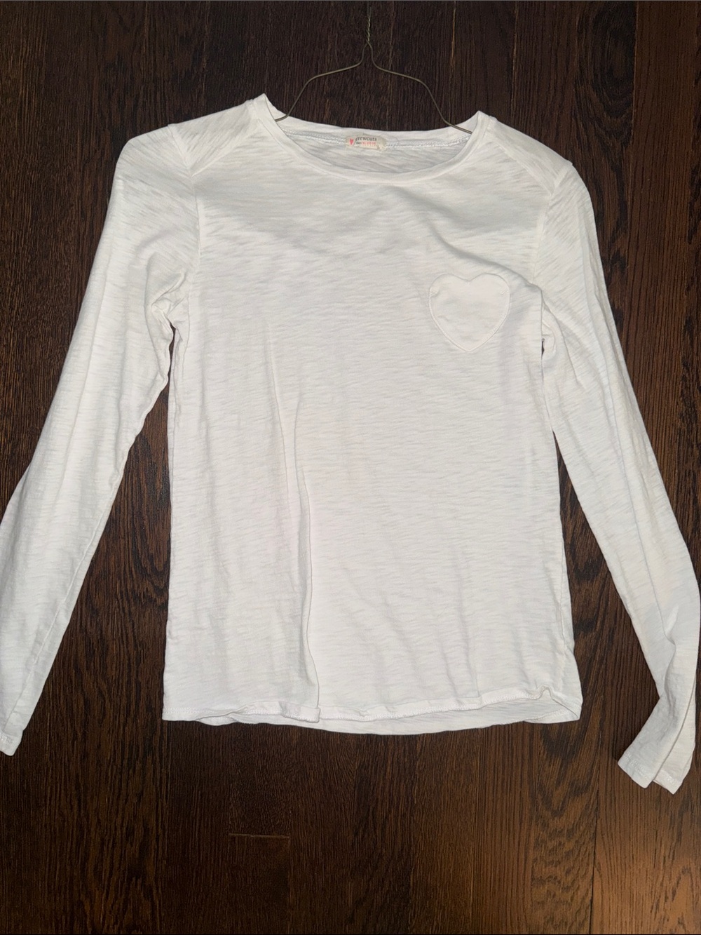 Crewcuts White Long Sleeve Heart Pocket Tee